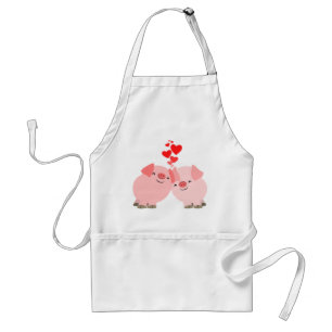 Cute Cartoon Pigs in Love Apron