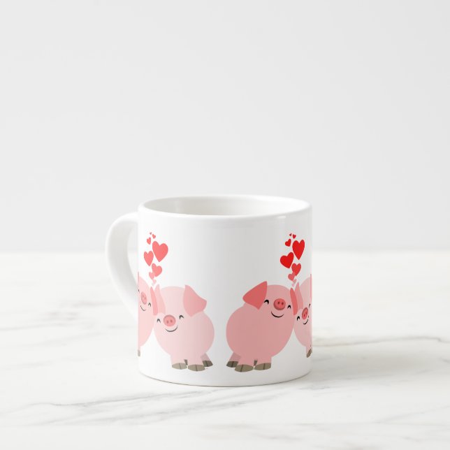 Cute Cartoon Pigs in Love Espresso Mug (Front Left)