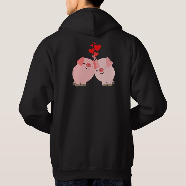 Cute Cartoon Pigs in Love Hoodie (Back)