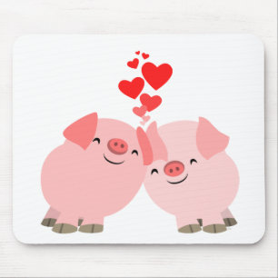 Cute Cartoon Pigs in Love Mousepad