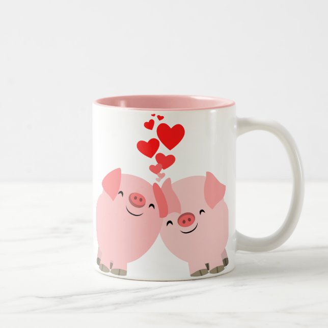 Cute Cartoon Pigs in Love Mug (Right)