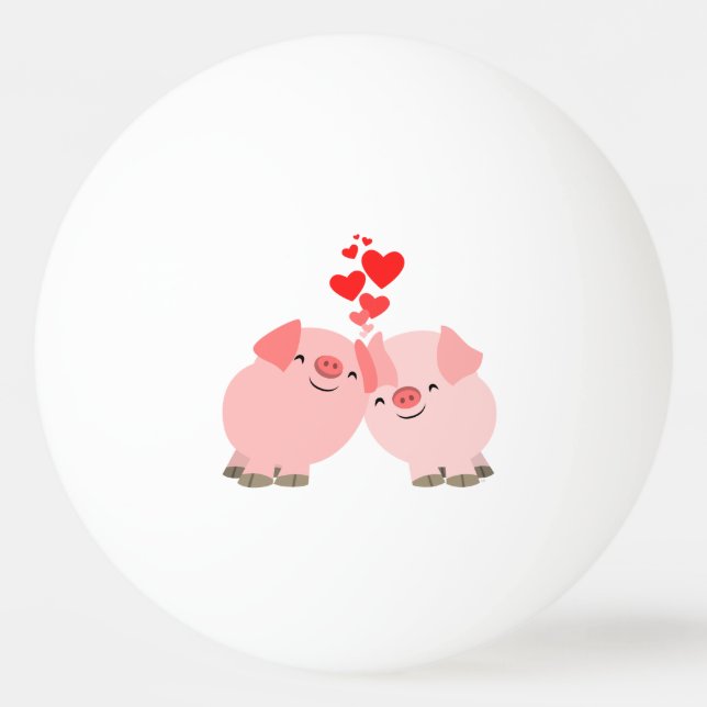 Cute Cartoon Pigs in Love Ping Pong Ball (Front)