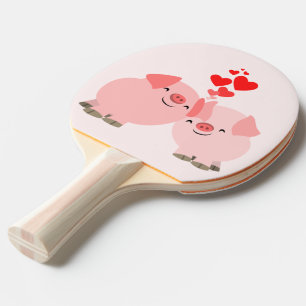 Cute Cartoon Pigs in Love Ping Pong Paddle