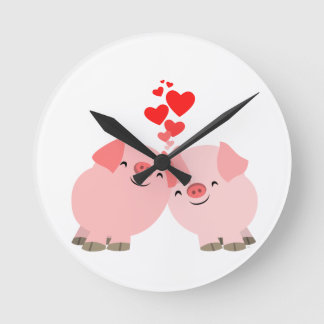 Cute Cartoon Pigs in Love Wall Clock