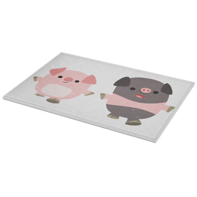Cute Cartoon Pigs On a Walk Cutting Board (Corner)