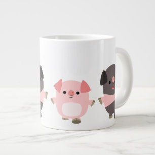 Cute Cartoon Pigs On a Walk Jumbo Mug
