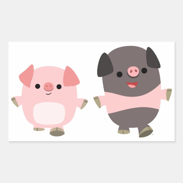 Cute Cartoon Pigs On a Walk Sticker (Front)