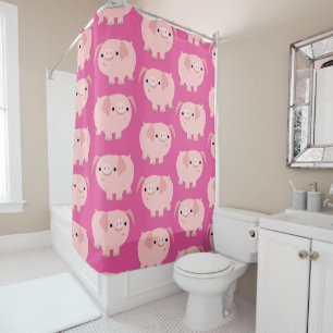 Cute Cartoon Pigs Shower Curtain