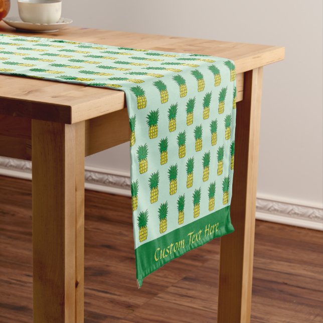 Cute Cartoon Pineapple Tropical Hawaiian Pattern Short Table Runner (In Situ)