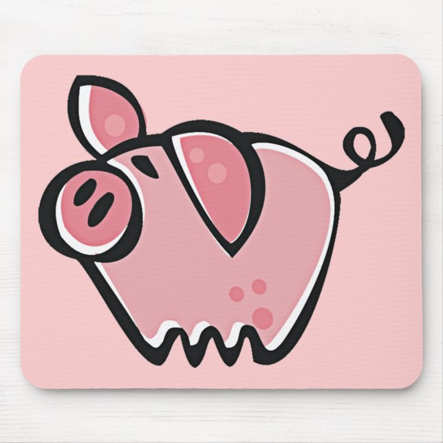 Cute Cartoon Pink Pig Mouse Mat (Front)