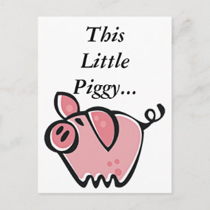 Cute Cartoon Pink Pig Postcard