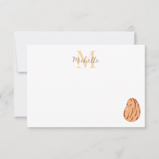 Cute Cartoon Pinto Bean Personalised Monogram Card (Front)