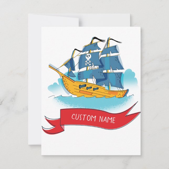 Cute Cartoon Pirate Ship Custom text (Front)