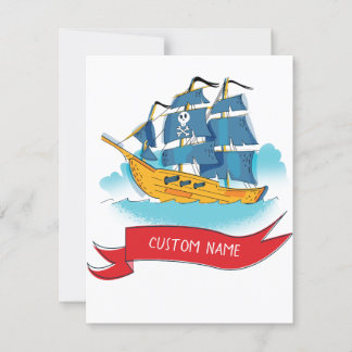 Cute Cartoon Pirate Ship Custom text