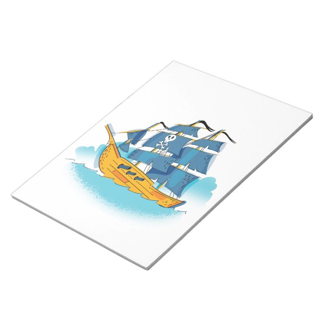 Cute Cartoon Pirate Ship Notepad (Angled)