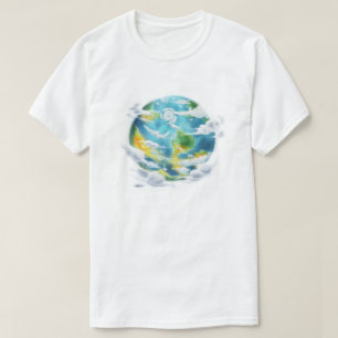Cute Cartoon Planet Earth Eco-Friendly T-Shirt