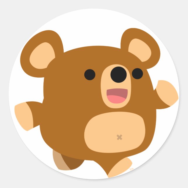 Cute Cartoon Playful Bear Sticker (Front)