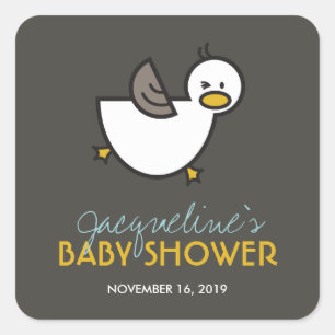 Cute Cartoon Playful Duck Baby Shower Gift Tags