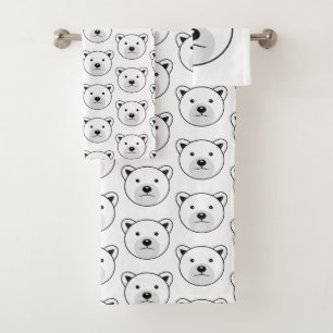Cute Cartoon Polar Bear Bath Towel Set