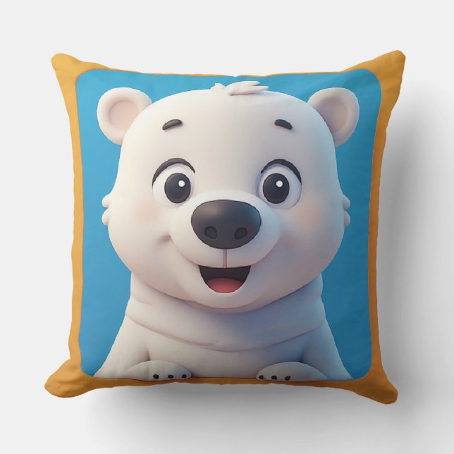 Cute Cartoon Polar Bear Character  Cushion (Front)