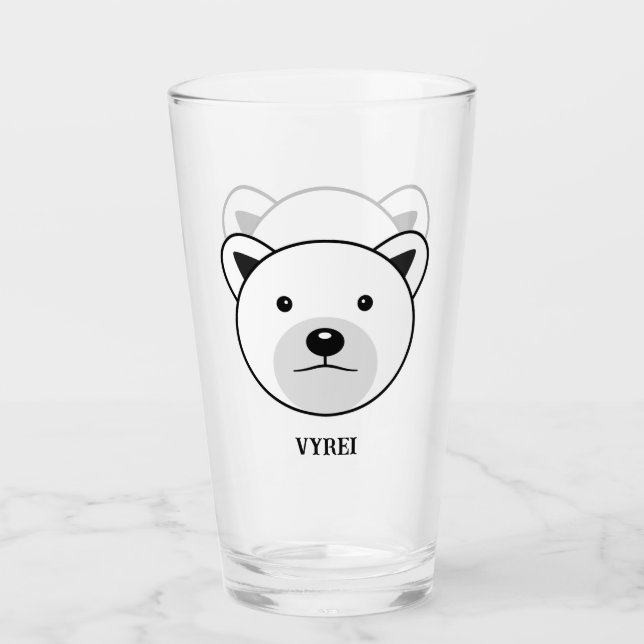 Cute Cartoon Polar Bear Glass (Front)