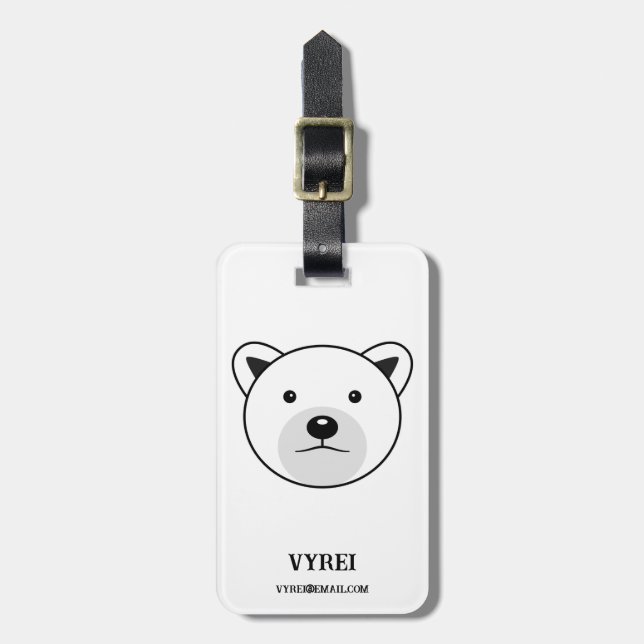 Cute Cartoon Polar Bear Luggage Tag (Front Vertical)