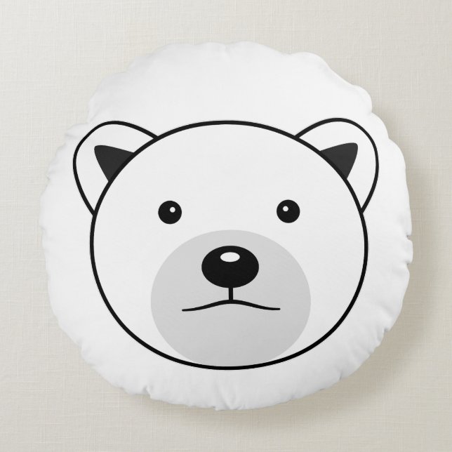 Cute Cartoon Polar Bear Round Cushion (Front)