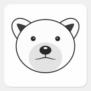 Cute Cartoon Polar Bear Square Sticker