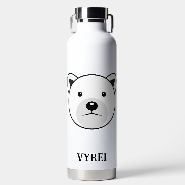 Cute Cartoon Polar Bear Water Bottle (Front)