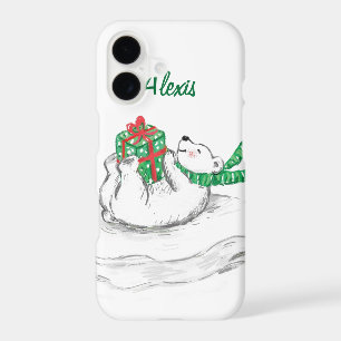 Cute Cartoon Polar Bear with Christmas Presents
