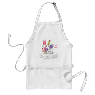 Cute Cartoon Polar Bear with Christmas Presents Standard Apron