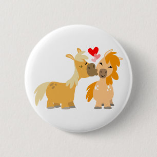 Cute Cartoon Ponies in Love 6 Cm Round Badge