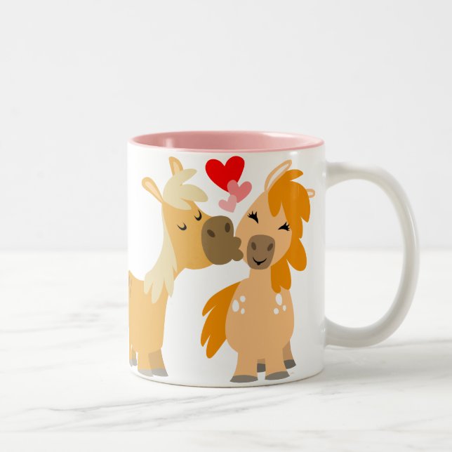 Cute Cartoon Ponies in Love mug (Right)