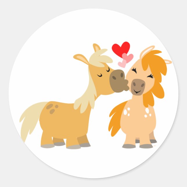 Cute Cartoon Ponies in Love sticker (Front)