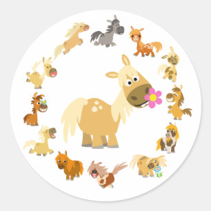 Cute Cartoon Ponies Mandala Sticker