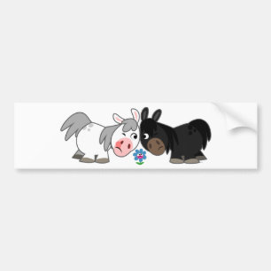Cute Cartoon Ponies Standoff  Bumper Sticker