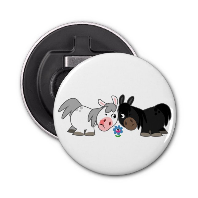 Cute Cartoon Ponies Standoff Button Bottle Opener (Front)