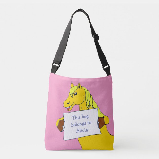 Cute Cartoon Pony with Message Crossbody Bag (Front)
