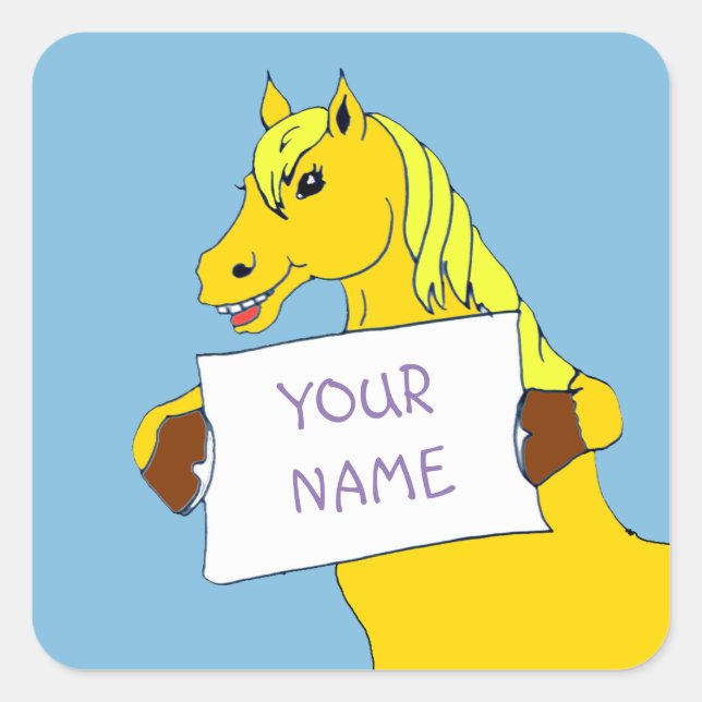 Cute Cartoon Pony with Message Square Sticker (Front)