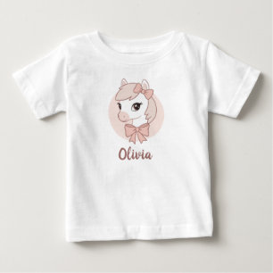 Cute Cartoon Pony with Pink Bows Baby T-Shirt