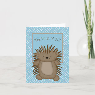 Cute Cartoon Porcupine Kids Thank You Card