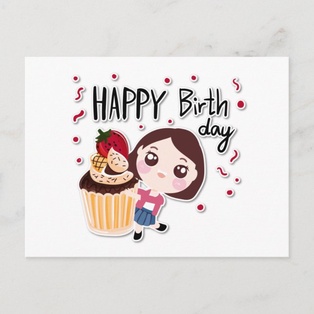 Cute cartoon Postcards Birthday (Front)