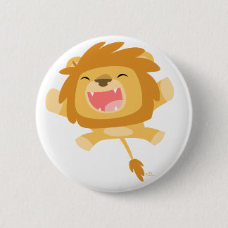 Cute Cartoon Pouncing Lion Button Badge