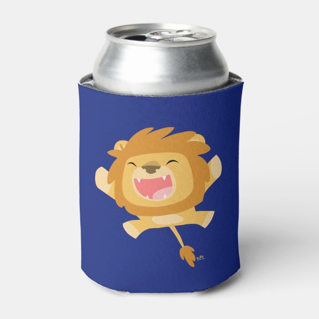 Cute Cartoon Pouncing Lion Can Cooler (Can Front)