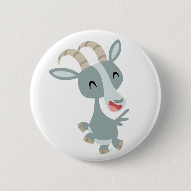 Cute Cartoon Prancing Goat  Button Badge (Front)