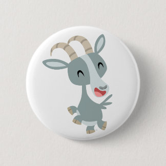 Cute Cartoon Prancing Goat  Button Badge