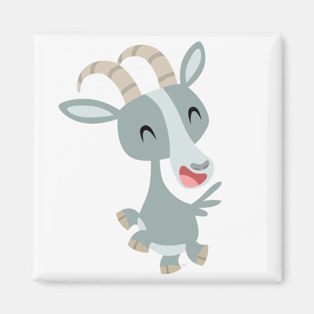 Cute Cartoon Prancing Goat Magnet (Front)