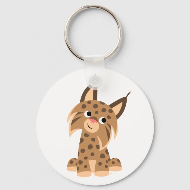 Cute Cartoon Prankish Lynx Keychain (Front)