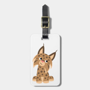 Cute Cartoon Prankish Lynx Luggage Tag
