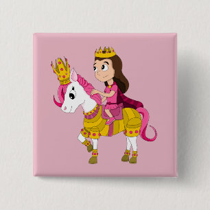 Cute cartoon princess 15 cm square badge